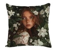 Cushion Covers 50X50 A Beautiful Girl Square Throw Pillow Case cushion,Linen and Cotton pillowcases for Couch, Bed, Bench - Outdoor cushion covers Furniture Decorative with Invisible Zipper