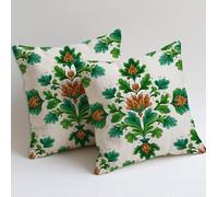 Cushion Covers 50x50 cm Retro Cushion Covers Soft Decorative Garden Cushions Set of 2 Square Sofa Pillowcases Floral Throw Pillow Cases with Invisible Zipper for Garden Furniture Farmhouse Decor C-361