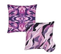 Cushion Covers 50x50 cm Set of 2 Outdoor Cushion Covers Purple Waterproof Linen Sofa Cushions Nordic Style Cushions Square Decorative Pillows With Invisible Zippe for Sofa Patio Garden Décor qq-694