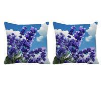 Cushion Covers 50x50cm Outdoor Cushions Purple Waterproof Velvet Set of 2 Throw Pillow Covers Flower Double-side Printed Square Decorative Pillows for Sofa Patio Bench Chair Garden Autumn Gifts -T843