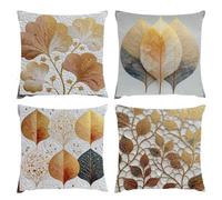Cushion Covers 50x50cm, Outdoor Cushions Set of 4 Decorative Linen Square Cushion Covers Simple Geometry Waterproof Cushions With Smooth Invisible Zip for Sofa Bed Outdoor Garden Summer Decor s-388