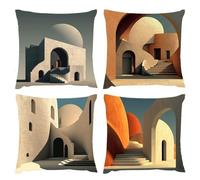 Cushion Covers 50x50cm, Outdoor Cushions Set of 4 Decorative Linen Square Cushion Covers Simple Modern Waterproof Cushions With Smooth Invisible Zip Indoor Sofa Bed Outdoor Garden Summer Decor s-398