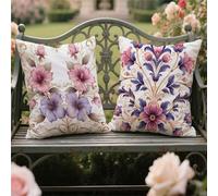 Cushion Covers 50x50cm Set of 2 Outdoor Cushions Purple Waterproof Garden Cushions Velvet Throw Pillow Covers Summer Flower Double Sided Printing Indoor Sofa Outdoor Balcony Summer Fall Decor yw-993