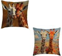 Cushion Covers 50x50cm Set of 2 Yellow Outdoor Waterproof Sofa Cushions Giraffe Soft Square Pillows Velvet Decorative Seat Pads Invisible Zipper Design for Bed Sofa Bench Seat Spring Decor 9-382RQ