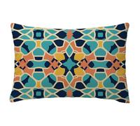 Cushion Covers 50x60 cm Blue Rectangle Cushion Covers Mandala Patterned Pillowcases Pack of 1 Linen Sofa Decorative Throw Pillow Cases with Invisible Zipper for Home Garden Autumn Decor, Gifts L-1119
