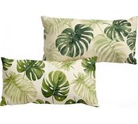 Cushion Covers 50x70 cm green, Linen Pillow Cases Pack 2, Double-Sided HD, Invisible Zipper, Durable, Decorative Cushions Pillowcase For Bedroom Sofa Garden Chair, Home Decor leaf 20x28 inch W-504