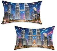 Cushion Covers 50x70 cm Pillow Cases 2 Pack Color Decoration Sofa Cushion Covers 50 x 70 cm Outdoor Pillows Twin Towers Linen Pillowscase for Garden Bench Sofa Couch Summer, Home Decoration 7-472WF