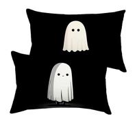 Cushion Covers 50x75cm Black Outdoor Cushions Ghost Pillows Covers Set of 2 Soft Comfy Velvet Throw Pillowcases with Invisible Zipper for Room Bed Sofa Garden Car Winter Spring Decorative Gift Y-P1012