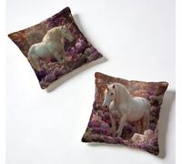 Cushion Covers 55 x 55 Pillow Cases 2 Pack Unicorn Sofa Cushions 22x22 Inch Decorative Pillows Flower Outdoor Pillowcase Linen, HD Double Sided Printing Bench Home Decoration Spring Summer 5-93G20L