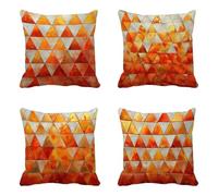 Cushion Covers 55cm x 55cm 4 Pack, Orange Color Cushion Covers Geometry Pattern with Invisible Zipper Design, Double-Sided Printing Velvet Material Throw Pillow Cases for Bedroom Home Decor -HCW2506JQ