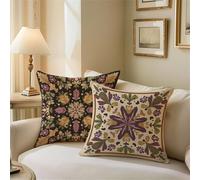 Cushion Covers 55cm x 55cm, Brown Outdoor Cushions Mandala Sofa Cushions Set of 2, Double Sided Square Decorative Pillows, Waterproof Linen Pillowcases for Patio Garden Bench Sofa Room Decor Z1-315