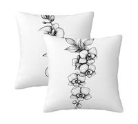Cushion Covers 55cm x 55cm Set of 2, Outdoor Cushions Waterproof White Cushion Covers, Square Linen Throw Pillow Cases, Decorative Sofa Pillowcases for Patio Garden Bench Gifts for Women, Orchid -3215