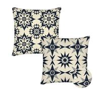 Cushion Covers 55x55 cm Set of 2 Outdoor Cushion Covers Cream Waterproof Linen Sofa Cushions Bohemia Cushions Square Decorative Pillows With Invisible Zippe for Indoor Sofa Patio Garden Décor qq-610