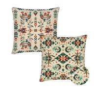 Cushion Covers 55x55 cm Set of 2 Outdoor Cushion Covers Cream Waterproof Linen Sofa Cushions Retro Cushions Square Decorative Pillows With Invisible Zippe for Indoor Sofa Patio Garden Décor qq-682