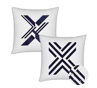 Cushion Covers 55x55 cm Set of 2 Outdoor Cushion Covers White Waterproof Linen Sofa Cushions Modern Lines Cushions Square Decorative Pillows With Invisible Zippe for Sofa Patio Garden Décor qq-637