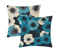Cushion Covers 55x55cm Blue Outdoor Cushions Waterproof Flowers Linen Cushions Double-Sided Printing Sofa Cushion Square Decorative for Indoor bed Sofa Chair Car room decor Gifts for woman T-606