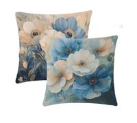 Cushion Covers 55x55cm Blue Outdoor Cushions Waterproof Flowers Velvet Cushions Double-Sided Printing Sofa Cushion Square Decorative for Indoor bed Sofa Chair Car room decor Gifts for woman T-670