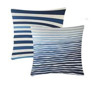 Cushion Covers 55x55cm Blue Outdoor Cushions Waterproof Striped Linen Cushions Double-Sided Printing Sofa Cushion Square Decorative for Indoor bed Sofa Chair Car room decor Gifts for woman T-664