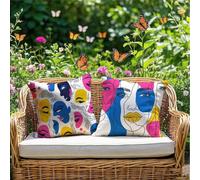 Cushion Covers 55x55cm Geometry Outdoor Cushions Waterproof Linen Sofa Cushions Abstract Set of 2 Square Throw Pillow Covers for Indoor Sofa Home Room Decor Outdoor Garden Chair, Patio Bench RG-978