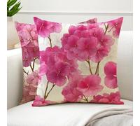 Cushion Covers 55x55cm Lilac Outdoor Cushions Waterproof Velvet Sofa Cushions Peony Square Throw Pillow Covers with Invisible Zipper, Pillow Cases 2 Pack for Sofa Bedroom Patio Garden Bench G6-952