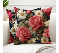 Cushion Covers 55x55cm Pink Outdoor Cushions Waterproof Velvet Sofa Cushions Flower Square Throw Pillow Covers with Invisible Zipper, Pillow Cases 2 Pack for Sofa Bedroom Patio Garden Bench G6-962