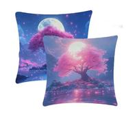 Cushion Covers 55x55cm Purple Outdoor Cushions Waterproof Blue Linen Cushions Double-Sided Printing Sofa Cushion Square Decorative 2 Pcs for Indoor bed Sofa Chair Car room decor Gifts for woman T-630
