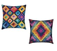 Cushion Covers 55x55cm Set of 2 Color Outdoor Waterproof Settee Cushions Covers Bohemia Square Soft Decorative Seat Pads Invisible Zipper Design for Living Bedroom Couch Room Decor Gifts 6-249V4