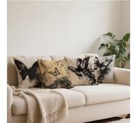 Cushion Covers 55x55cm Set of 4, Outdoor Cushion Covers black Butterfly,Linen Cushions Covers Breathable , Durable, Outdoor Cushions Waterproof Pillow Cases for Patio Garden Bench Sofa Bed d-191