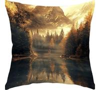 Cushion Covers 55x55cm Sofa Cushions Soft Velvet Cushion Covers Decorative Sofa Pillows with Invisible Zipper Throw Pillow Cases, for Living Room Bedroom Bed Cushions Gifts River Mountain YX0RB-220