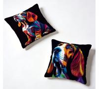 Cushion Covers 60 x 60 Pillow Cases 2 Pack Black Sofa Cushions 24x24 Inch Decorative Pillows Dog Outdoor Pillowcase Linen, HD Double Sided Printing for Garden Bench Home Decoration, Summer 4-57R915