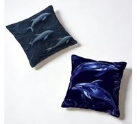 Cushion Covers 60 x 60 Pillow Cases 2 Pack Black Sofa Cushions 24x24 Inch Decorative Pillows Dolphin Outdoor Pillowcase Linen, HD Double Sided Printing for Bench Home Decoration Spring Summer V-97863B
