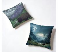 Cushion Covers 60 x 60 Pillow Cases 2 Pack Black Sofa Cushions 24x24 Inch Decorative Pillows Landscape Outdoor Pillowcase Linen, HD Double Sided Printing for Bench Home Decoration, Summer 2-Y0335R