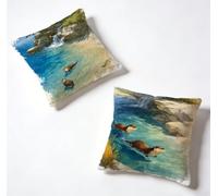 Cushion Covers 60 x 60 Pillow Cases 2 Pack Color Sofa Cushions 24x24 Inch Decorative Pillows Otter Outdoor Pillowcase Linen, HD Double Sided Printing for Garden Bench Home Decoration, Summer 5-77K15W