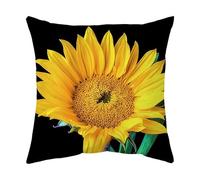 Cushion Covers 60cm x 60cm Black Yellow Sunflowers Sofa Cushions Outdoor Cushions Garden Cushions Decorative Pillows for Home Office Car Throw Pillow Linen Pillow Cover