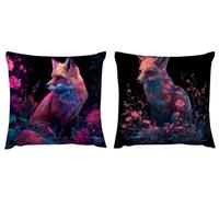 Cushion Covers 60cm x 60cm Fox Cushions Decorative Pillows Flower velvet Outdoor Cushions Square Pillow Case Cushioncase Cover Set of 2, for Sofa Patio Garden Blench Living Room Farmhouse Car zj-845