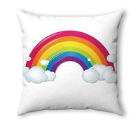 Cushion Covers 60cm x 60cm Rainbow Red Clouds Large Decorative Pillows Square Linen Throw Pillow for Living Room Bedroom Office Car Outdoor Garden Washable Sofa Cushions