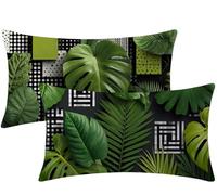 Cushion Covers 60x50CM Green Cushion Covers Abstract Patterned Rectangle Pillowcases Pack of 2 Velvet Decorative Sofa Throw Pillow Cases 24"x20" with Invisible Zipper for Room Garden Decor W1-169