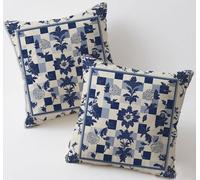 Cushion Covers 60x60 cm Navy Cushion Covers Linen Decorative Garden Cushions Set of 2 Square Sofa Pillowcases Retro Vintage Throw Pillow Cases for Garden Furniture Bench Car Farmhouse Decor,Gifts C473