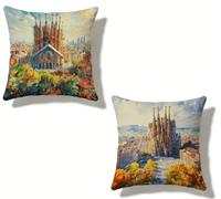 Cushion Covers 60x60 cm Set of 2 Autumn Outdoor Cushions Covers 24x24 Inch Square Linen Decorative Seat Pads Church Invisible Zipper Design Double-Sided Printing for Summer Spring Decor Gifts S-989W7B
