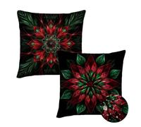 Cushion Covers 60x60 cm Set of 2 Outdoor Cushion Covers Black Mandala Waterproof Linen Sofa Cushions Cushions Square Decorative Pillows With Invisible Zippe for Indoor Sofa Patio Garden Décor qq-874