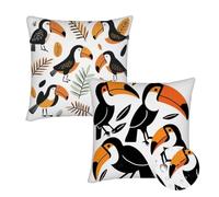 Cushion Covers 60x60 cm Set of 2 Outdoor Cushion Covers White Waterproof Linen Sofa Cushions Cute Bird Cushions Square Decorative Pillows With Invisible Zippe for Indoor Sofa Patio Garden Décor qq-843