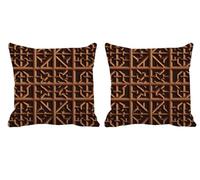 Cushion Covers 60x60cm Outdoor Cushions Ocher Waterproof Linen Set of 2 Throw Pillow Covers Bohemia Double-side Printed Square Decorative Pillows for Patio Chair Garden Autumn Decorations Gifts -T453