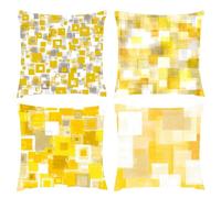 Cushion Covers 60x60cm, Outdoor Cushions Set of 4 Decorative Linen Square Cushion Covers Yellow Waterproof Cushions With Smooth Invisible Zip for Indoor Sofa Bed Outdoor and Garden Summer Decor s-262