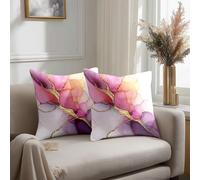 Cushion Covers 60x60cm Purple Marble Pattern Square Throw Pillow Case, Decorative Sofa Lumbar Cushion with Invisible Zipper, Super Soft Boho Pillowcases Modern Home Decor for Bedroom, Sets of 2