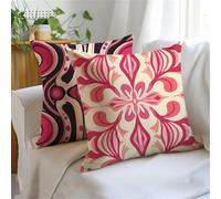 Cushion Covers 60x60cm Set of 2 Pink Outdoor Cushions, Double-Sided Printing Retro Cushion Cover, Waterproof Velvet Decorative Throw Pillow Bring Invisible Zipper for Sofa Garden Autumn Decor JX-1104