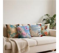 Cushion Covers 60x60cm Set of 4, Outdoor Cushion Covers Butterfly flower,Velvet Cushions Covers Breathable , Durable, Outdoor Cushions Waterproof Pillow Cases for Patio Garden Bench Sofa Bed d-220
