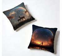 Cushion Covers 65 x 65 Pillow Cases 2 Pack Black Sofa Cushions 26x26 Inch Decorative Pillows Deer Outdoor Pillowcase Linen, HD Double Sided Printing for Garden Bench Home Decoration, Summer U-KHR16Q