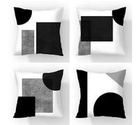 Cushion Covers 65cm x 65cm Set of 4 black Cushions White Outdoor Cushions Garden Cushions Linen Square Sofa Cushion Covers Decorative Pillow Throw Pillows for Couch Livingroom Office Home Decor Gifts