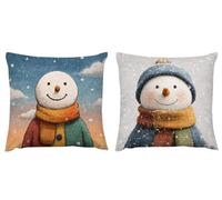 Cushion Covers 65cm x 65cm Snowman Cushions Decorative Pillows Painting velvet Outdoor Cushions Square Pillow Case Cushioncase Cover Set of 2, for Sofa Patio Garden Living Room Farmhouse Car zj-211