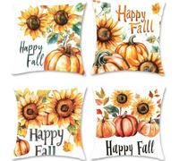 Cushion Covers 65cm x 65cm Thanksgiving Day Sofa Garden Outdoor Cushions Pumpkin Set Of 4 Decorative Pillows Soft Velvet Square Throw Pillow with Double Sided Printing for Halloween Decorations S1-434